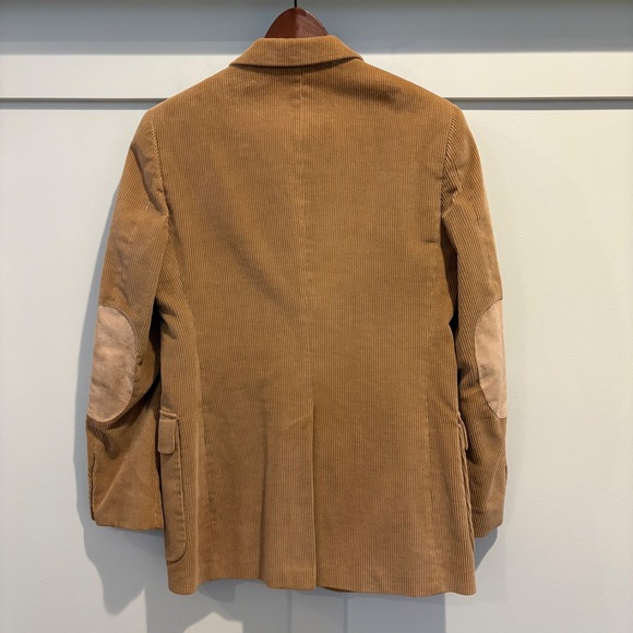 Vtg 80s  Corduroy Jacket Tan Blazer Men 37R Elbow Patches Academia Sport Coat - Picture 11 of 16